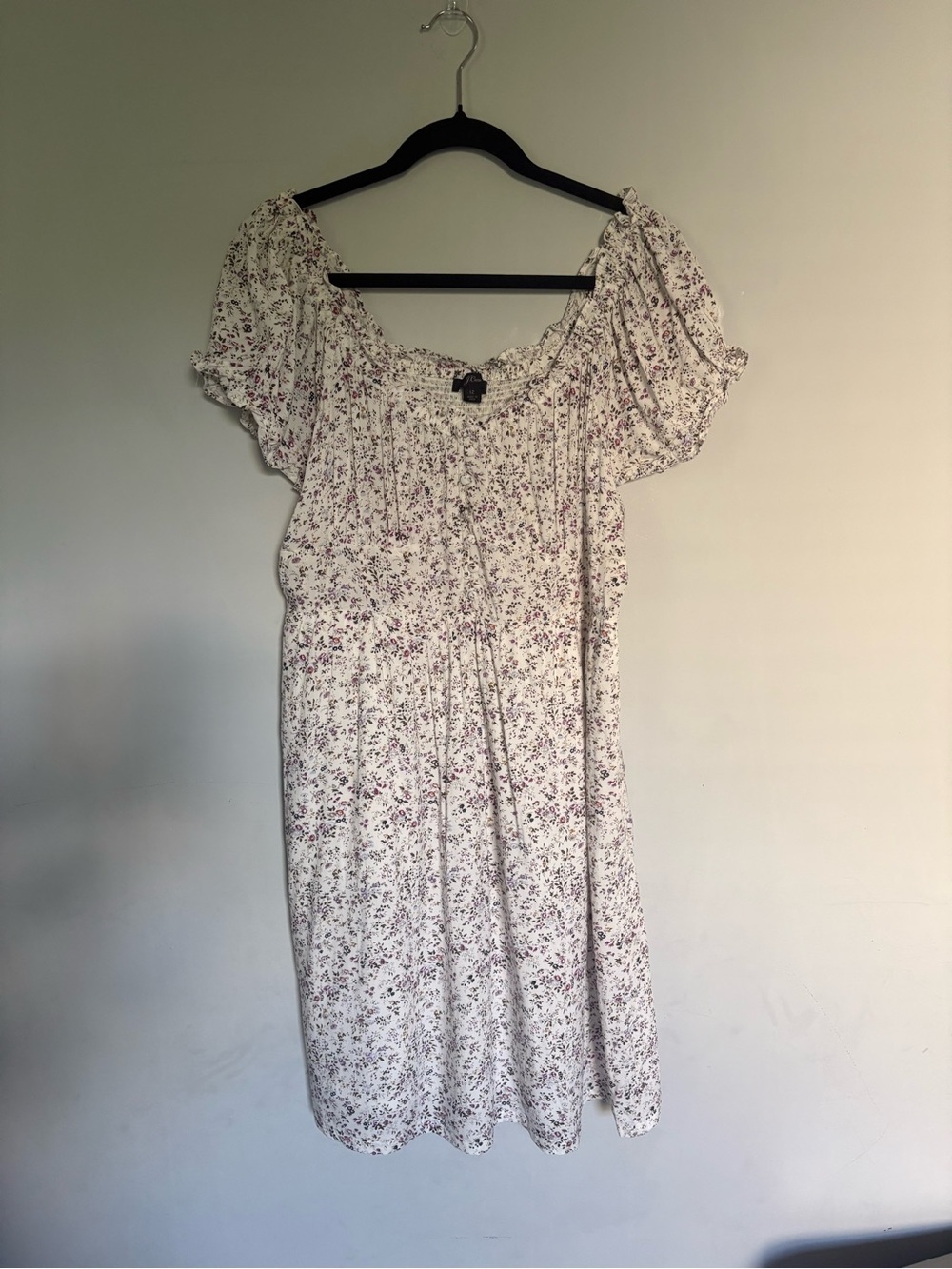 J.Crew Floral Cottagecore Romantic Feminine Midi Dress Cream & Purple | Size 12